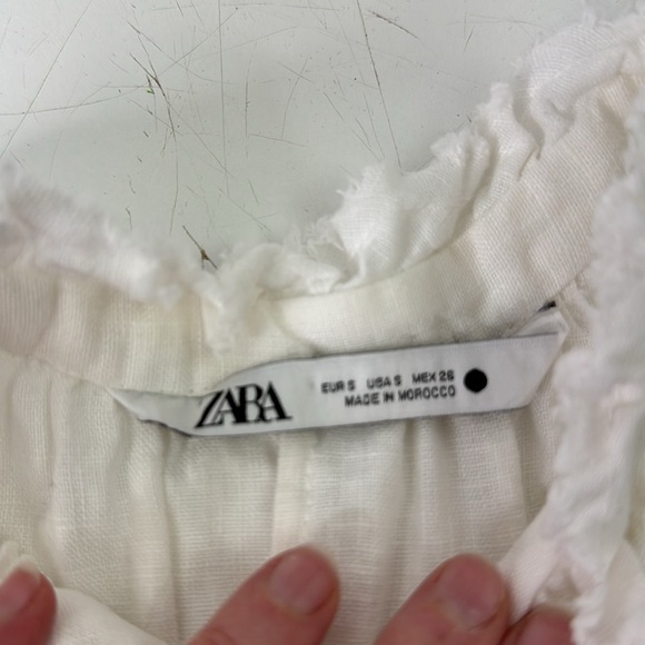 Zara White Linen Sleeveless Tie Front Tank Top - Picture 5 of 10